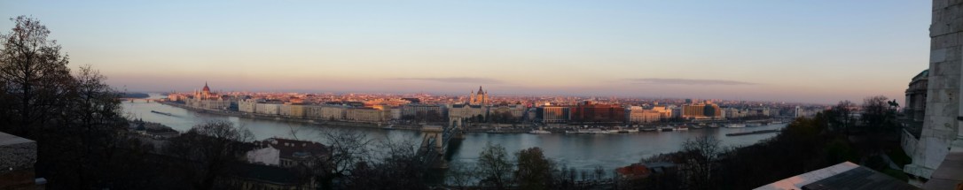 The magnificent city of Pest as seen from Buda's Castle at sunset